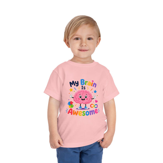 Toddler Tee — "My Brain Is Awesome" Cute Brain Graphic Kids T‑Shirt image 1