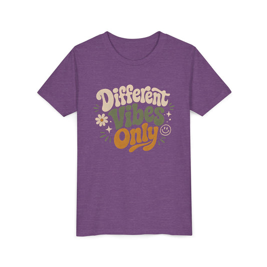 Youth Tee — "Different Vibes Only" Retro Flower Kids T-Shirt