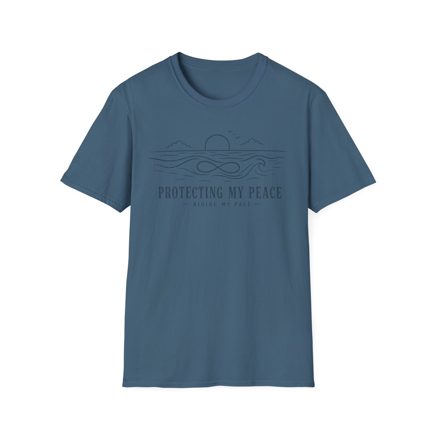 "Protecting My Peace" Ocean Sunset Minimalist Line Art T-Shirt