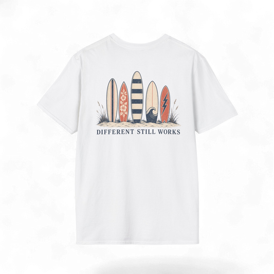"Different Still Works" Vintage Surfboard Graphic Tee