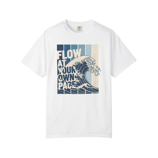 Flow at Your Own Pace T-Shirt — Vintage Surf Wave Graphic Tee