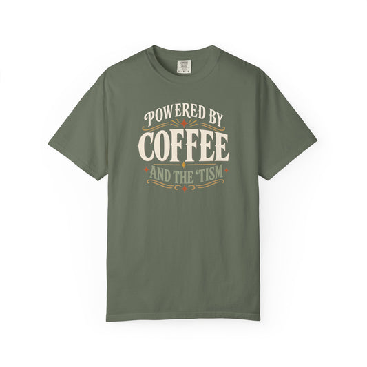 "Powered by Coffee and the 'Tism" Coffee T-Shirt â Vintage Graphic Tee