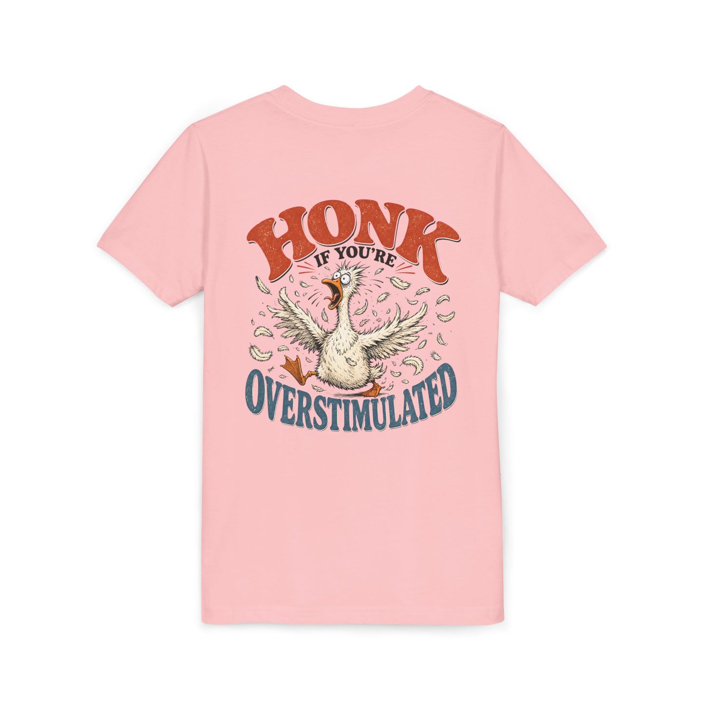 Youth Tee — "Honk If You’re Overstimulated" Silly Goose Graphic BACK PRINT