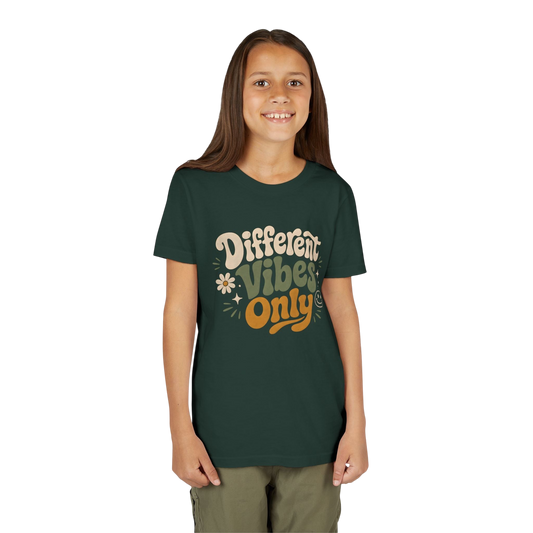 Youth Tee — "Different Vibes Only" Retro Flower Kids T-Shirt
