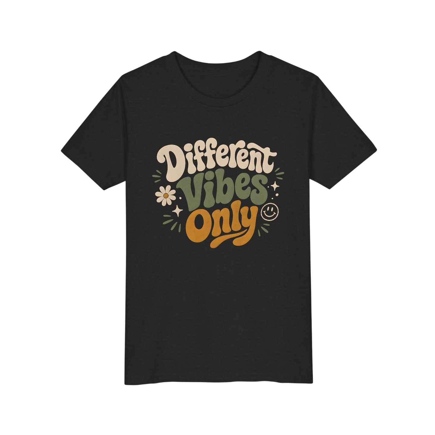 Youth Tee — "Different Vibes Only" Retro Flower Kids T-Shirt
