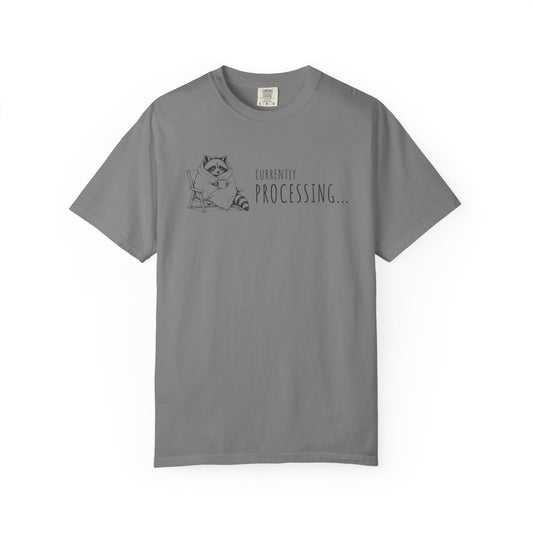 "Currently Processing..." Raccoon Graphic Tee