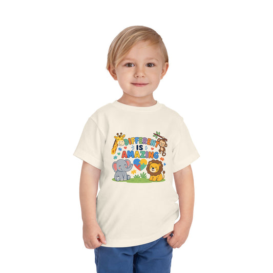 Toddler Tee — "Different Is Amazing" Jungle Animals Graphic image 1