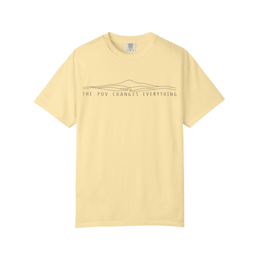 "The Pov Changes Everything" T-shirt — Minimal Mountain Line Art- Knowing You're Autistic