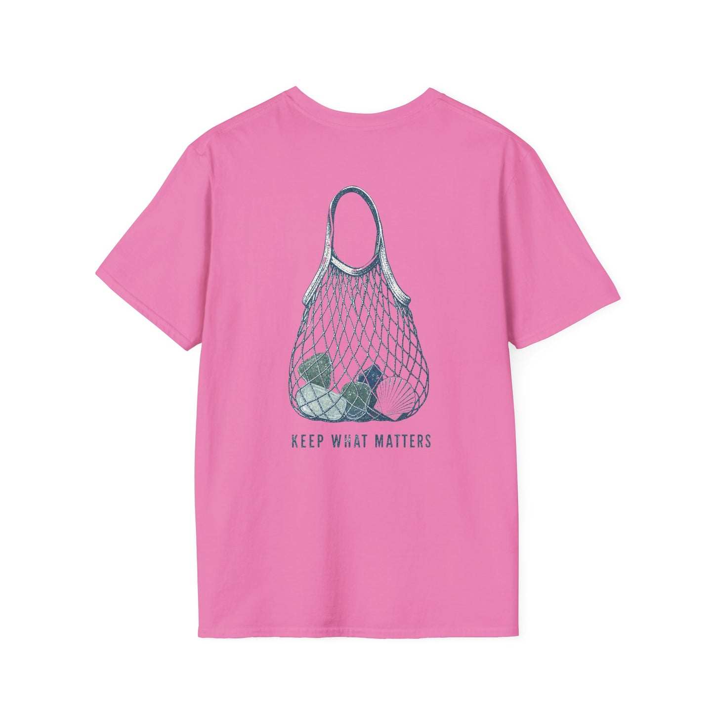 Keep What Matters Coastal Seashell Mesh Tote T-Shirt