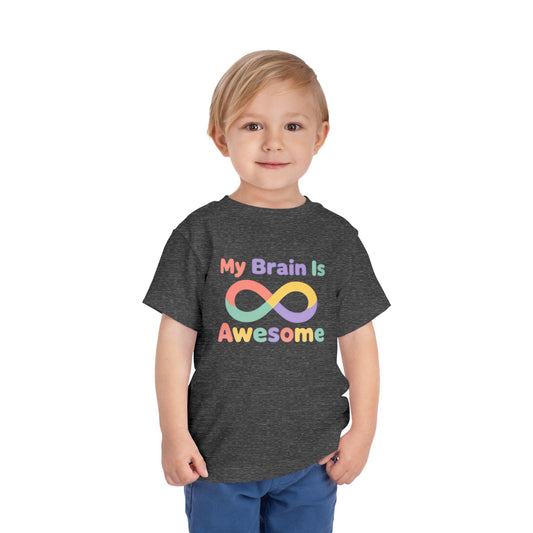 My Brain Is Awesome Toddler Tee — Rainbow Autism Infinity Shirt image 1