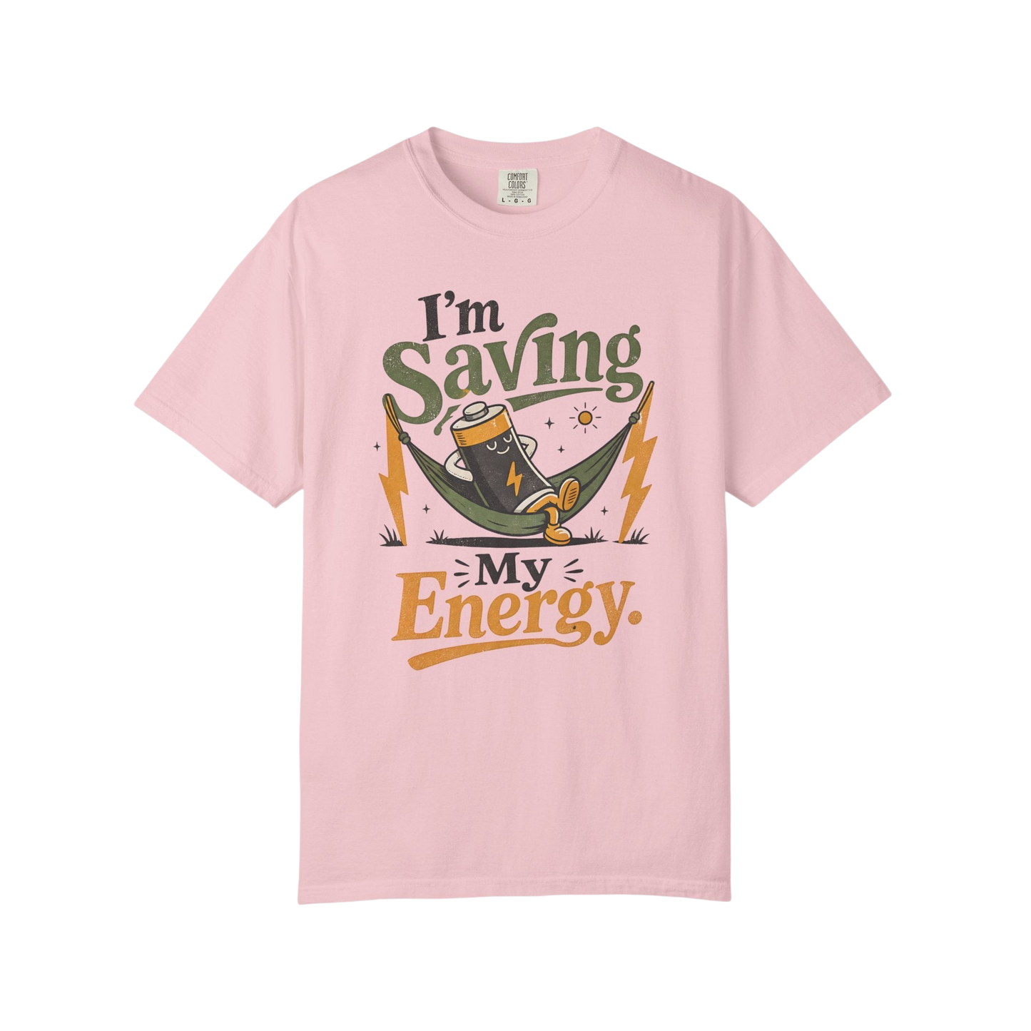 Saving My Energy T-Shirt — Funny Recharge Battery Graphic Tee