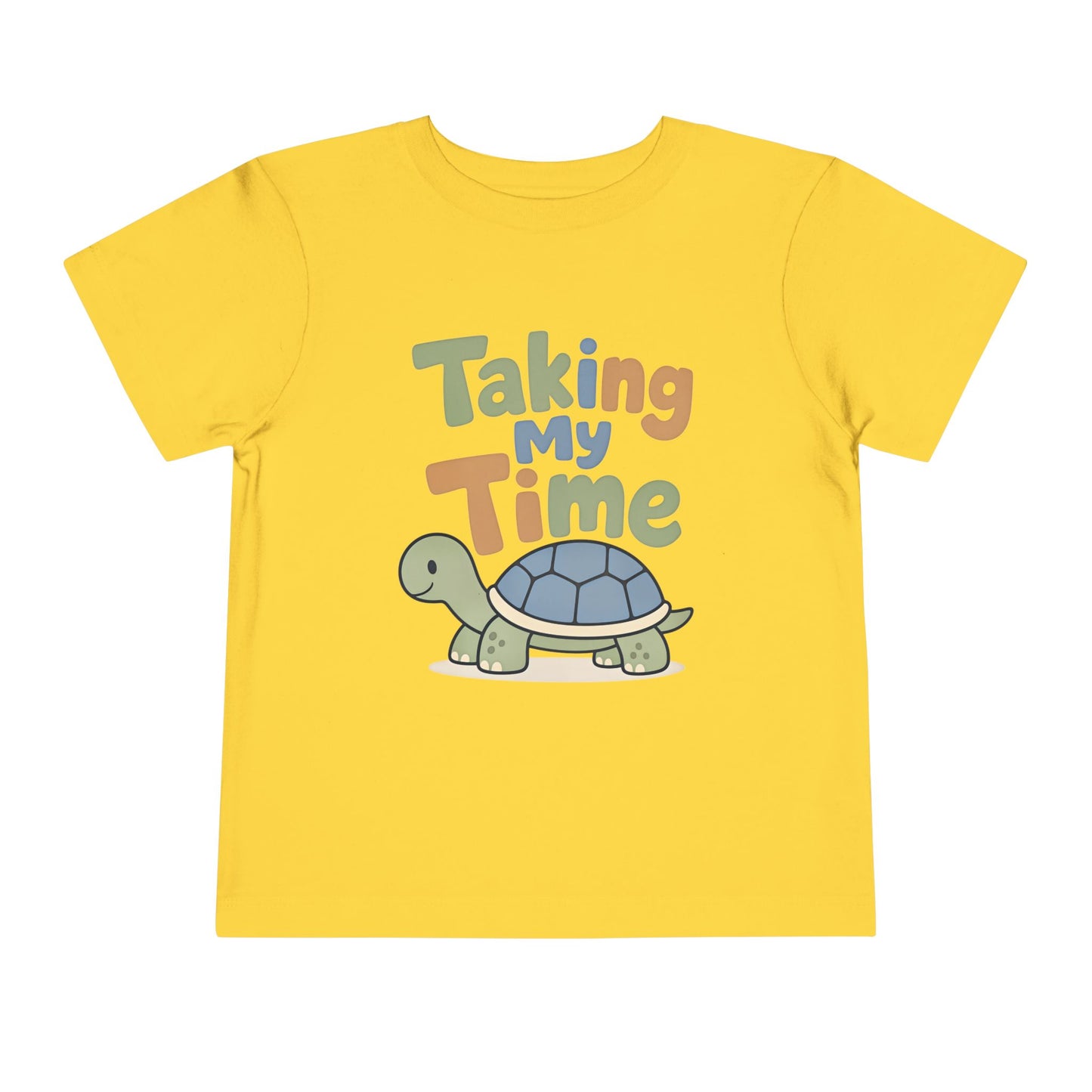 Toddler Tee — "Taking My Time" Turtle Cute Slow and Steady Kids Shirt - Yellow, 5T image
