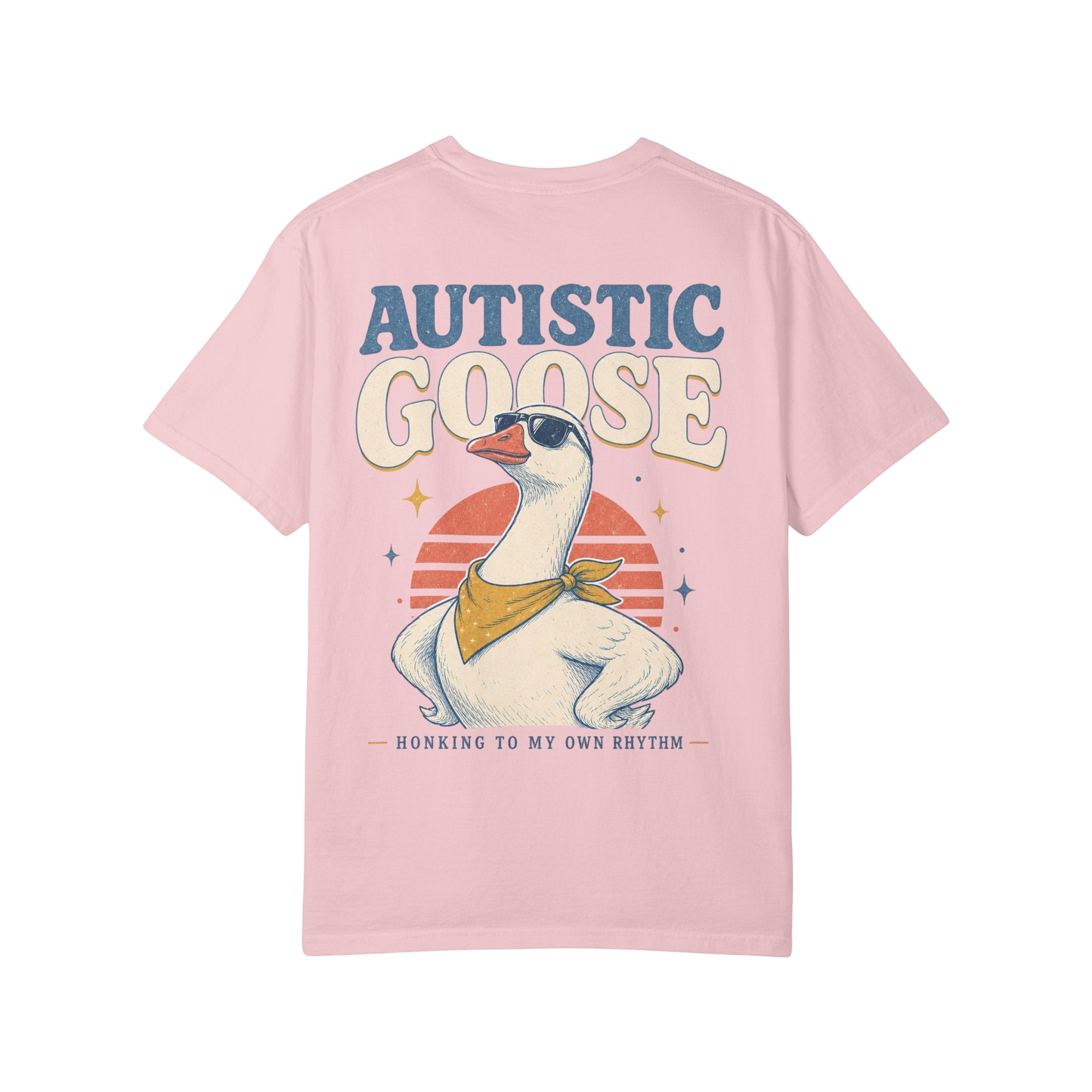 Autistic Silly Goose T-Shirt —BACK PRINT- Retro Silly Goose Design, “Working to My Own Rhythm” Autism Pride Tee