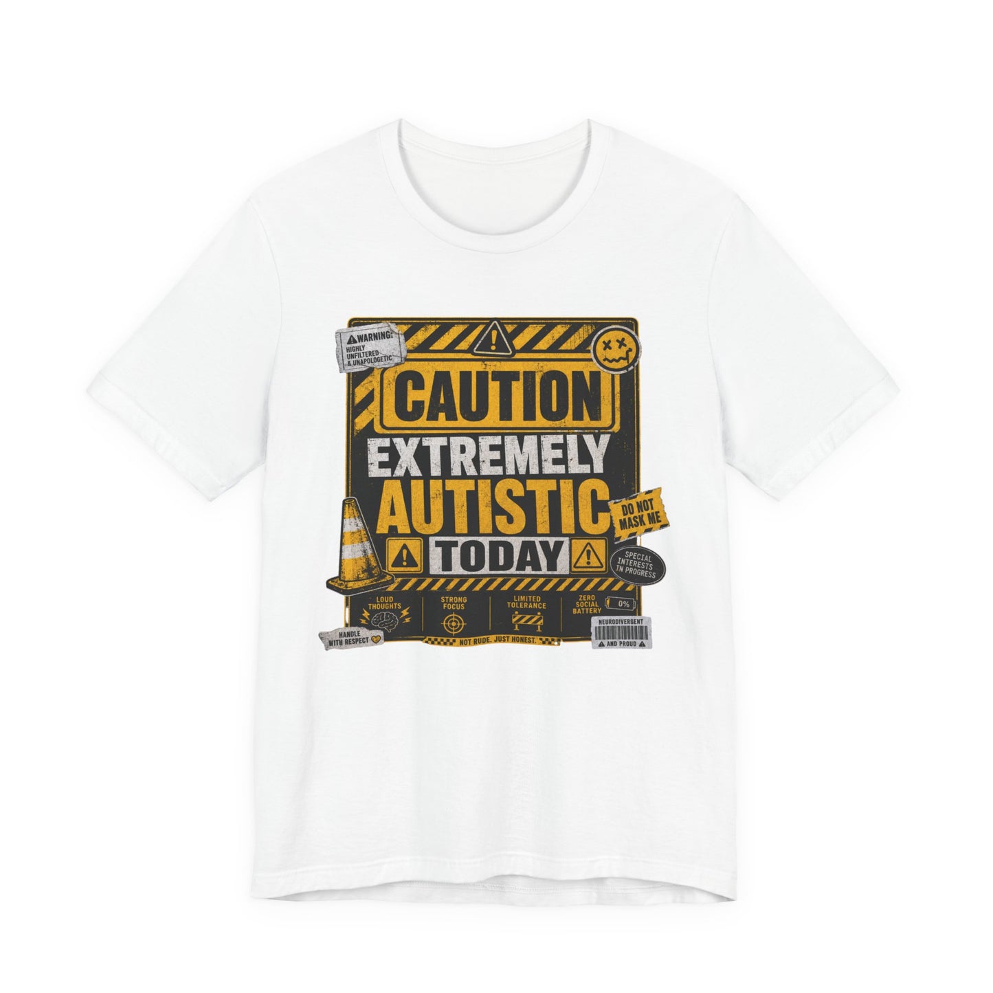 Caution: Extremely Autistic Today T-Shirt — Construction Themed Awareness Graphic Tee image 2