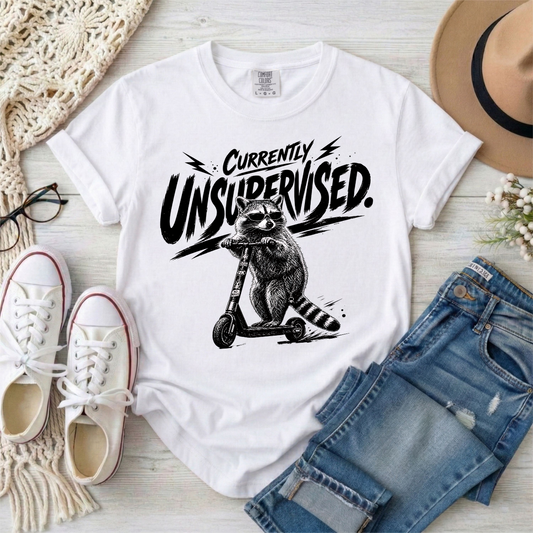 Currently Unsupervised Raccoon T-Shirt ASD ADHD Humor