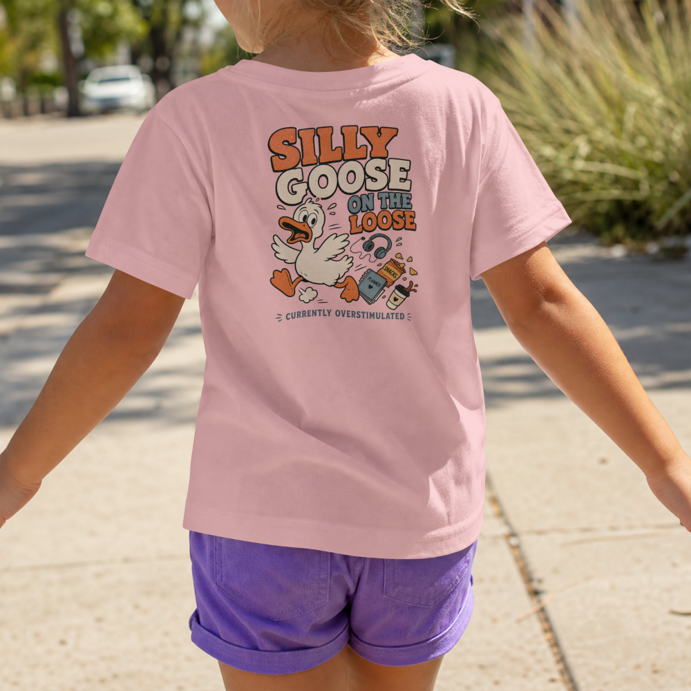Funny silly goose shirt featuring neurodivergent humor and playful goose illustration.