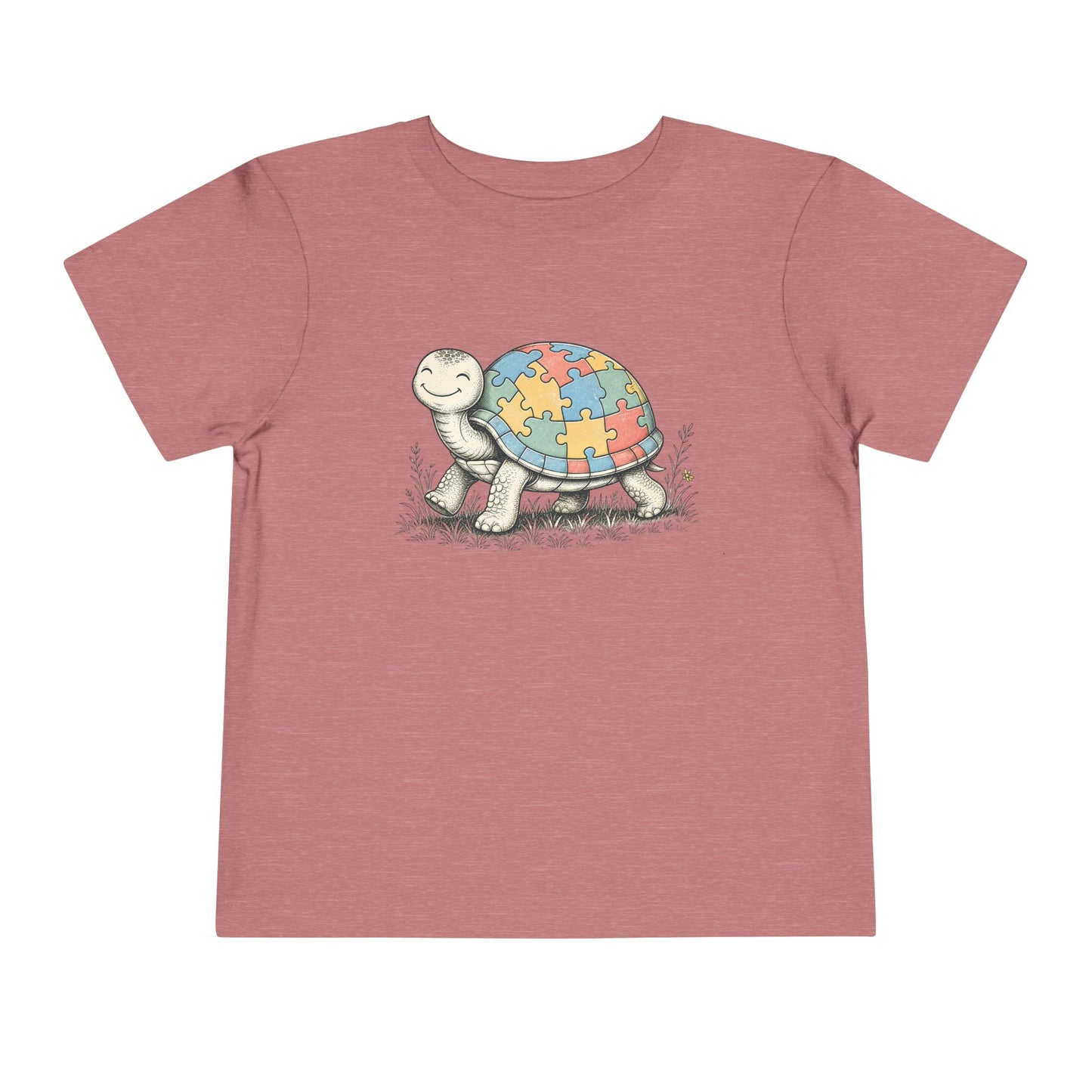 Autism Awareness Turtle Toddler Tee - Heather Mauve, 5T image