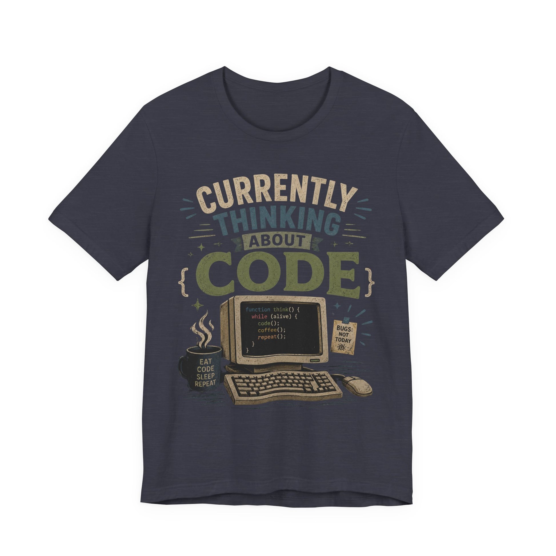 Currently Thinking About Code T-Shirt — Funny Programmer Graphic Tee image