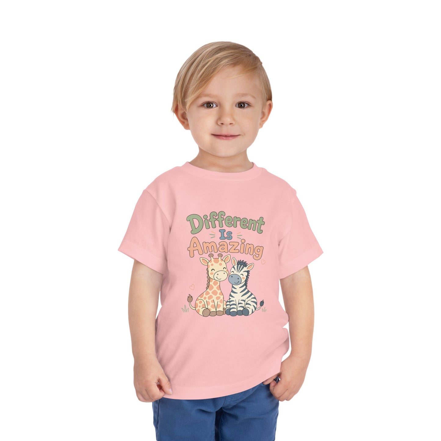 Toddler Tee — "Different Is Amazing" Giraffe &amp; Zebra Diversity Kids Shirt image 38