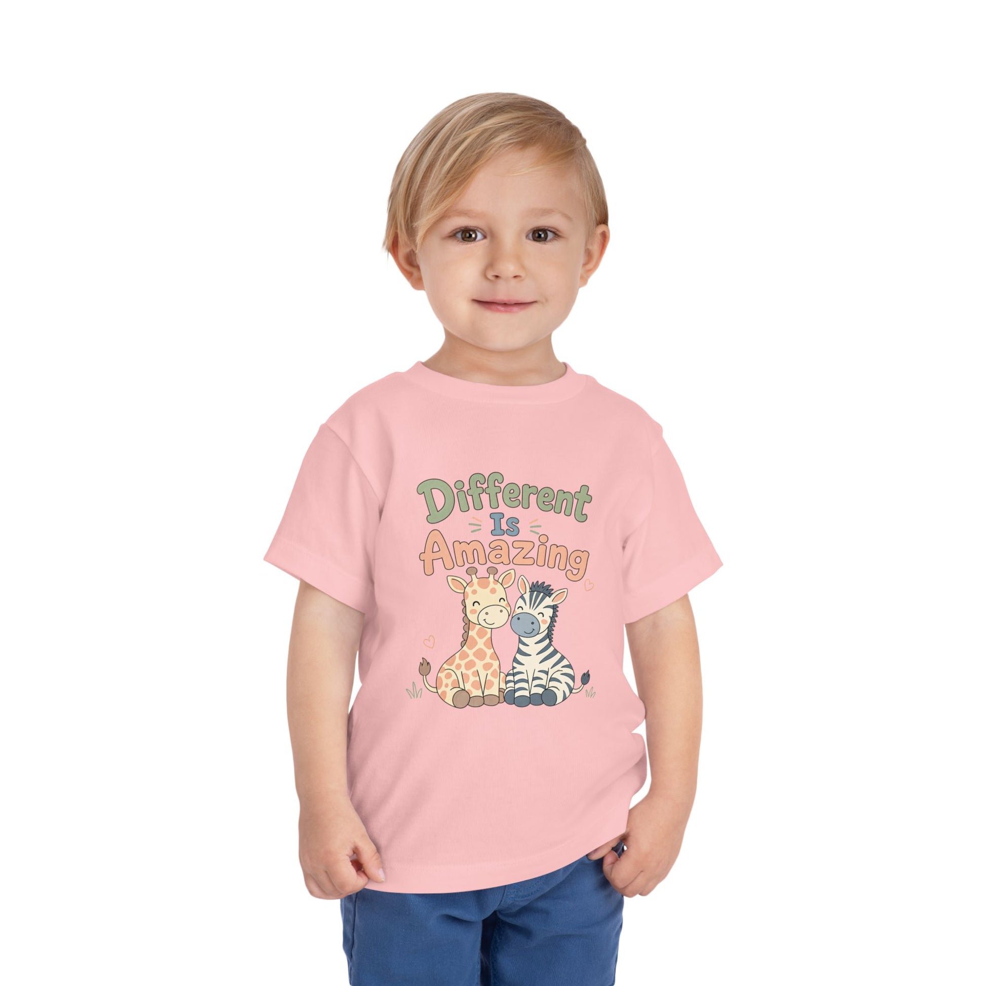Toddler Tee — "Different Is Amazing" Giraffe &amp; Zebra Diversity Kids Shirt image 38