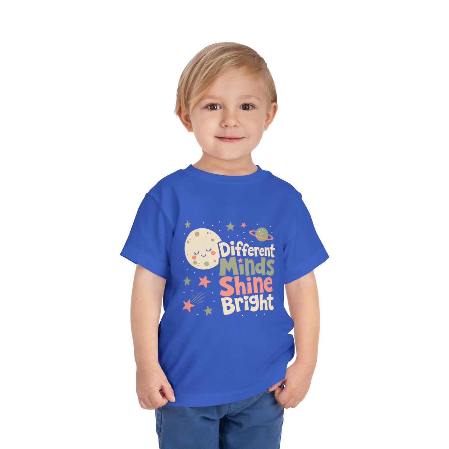 Toddler Tee — "Different Minds Shine Bright" Space Autism Awareness Shirt image 10