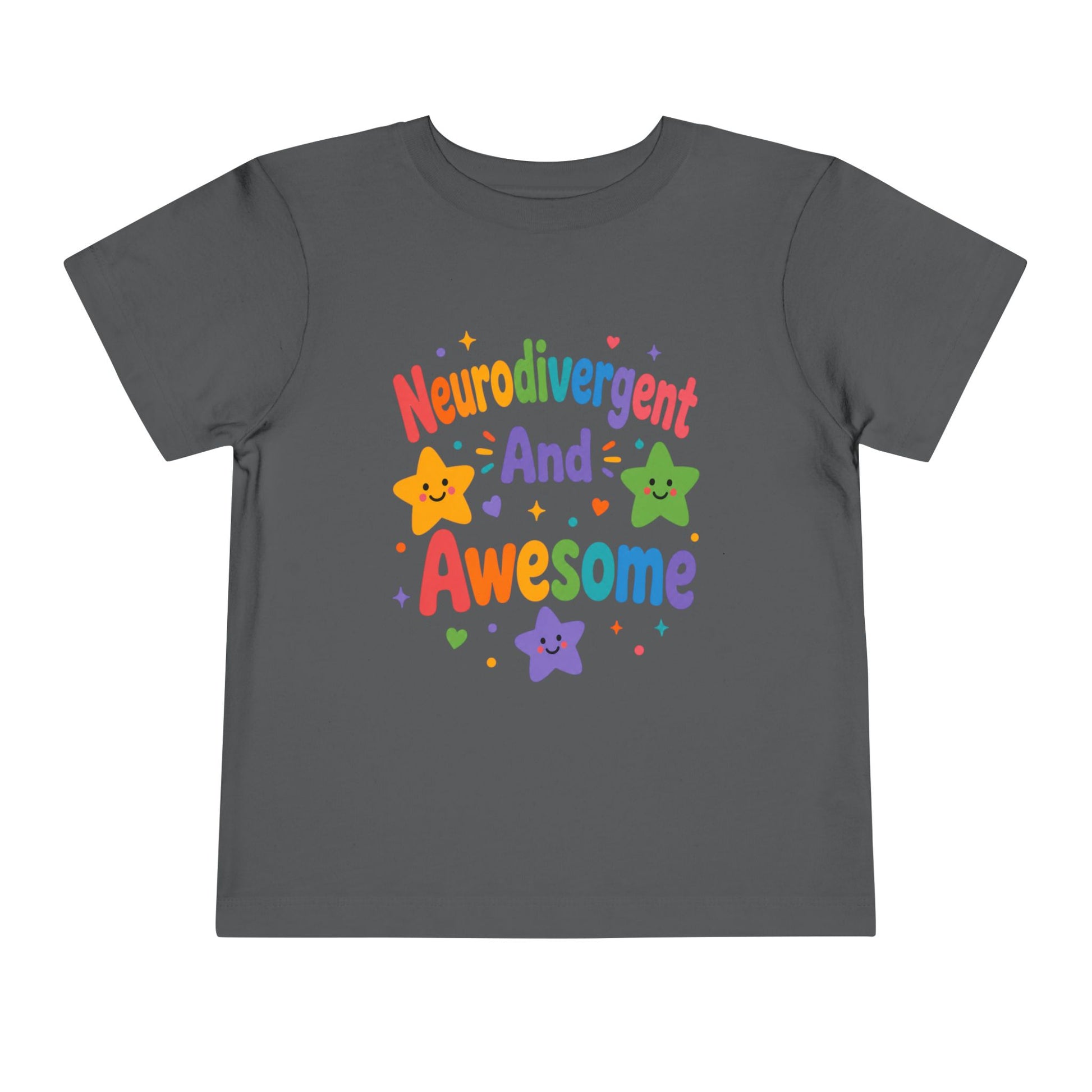 Neurodivergent and Awesome Toddler Tee — Colorful Pride Kids Shirt - Asphalt, 4T image