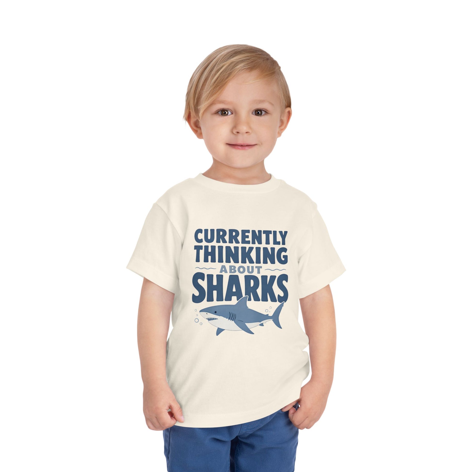 Toddler Tee - "Currently Thinking About Sharks" Cute Shark Graphic Shirt for Kids image 6