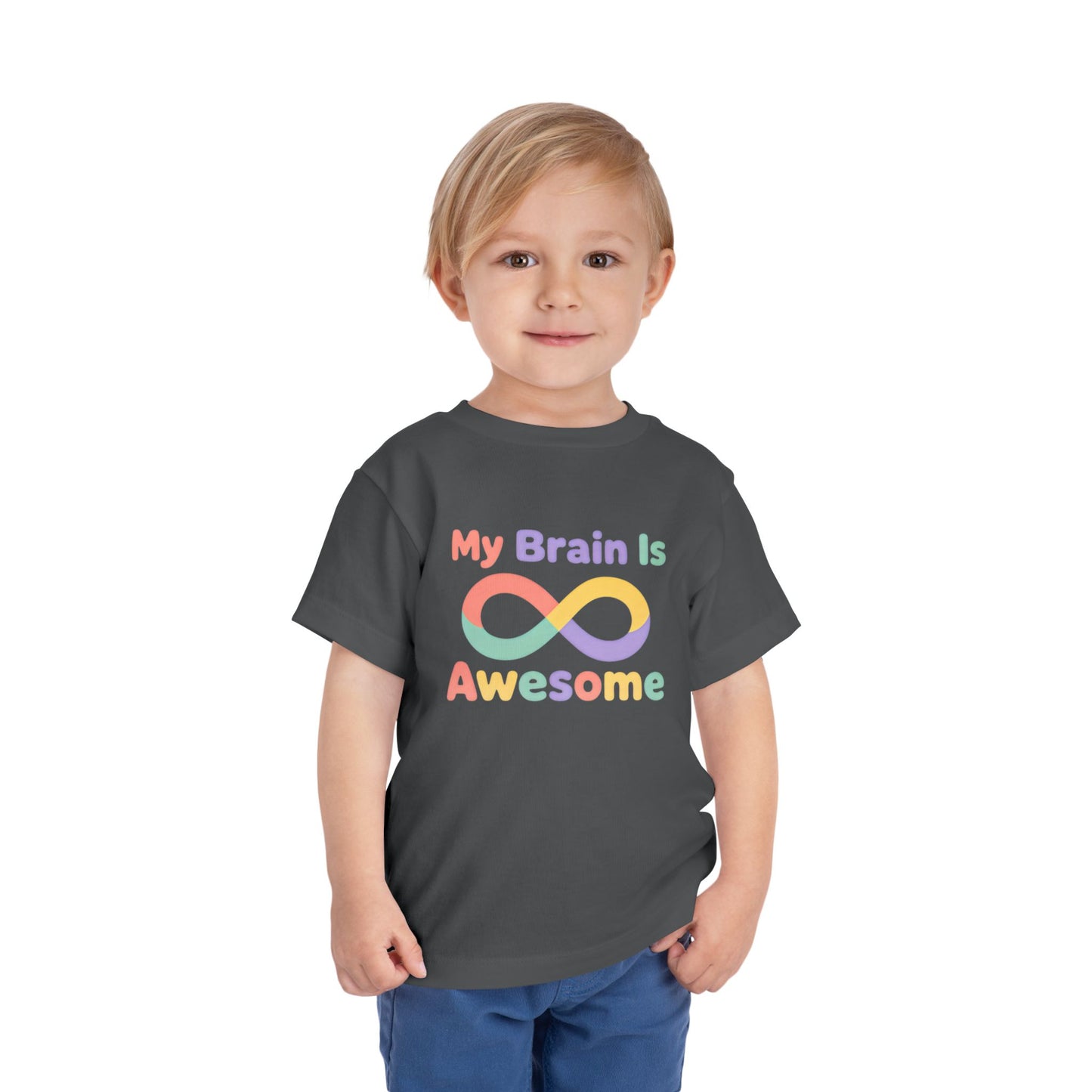 My Brain Is Awesome Toddler Tee — Rainbow Autism Infinity Shirt image 7
