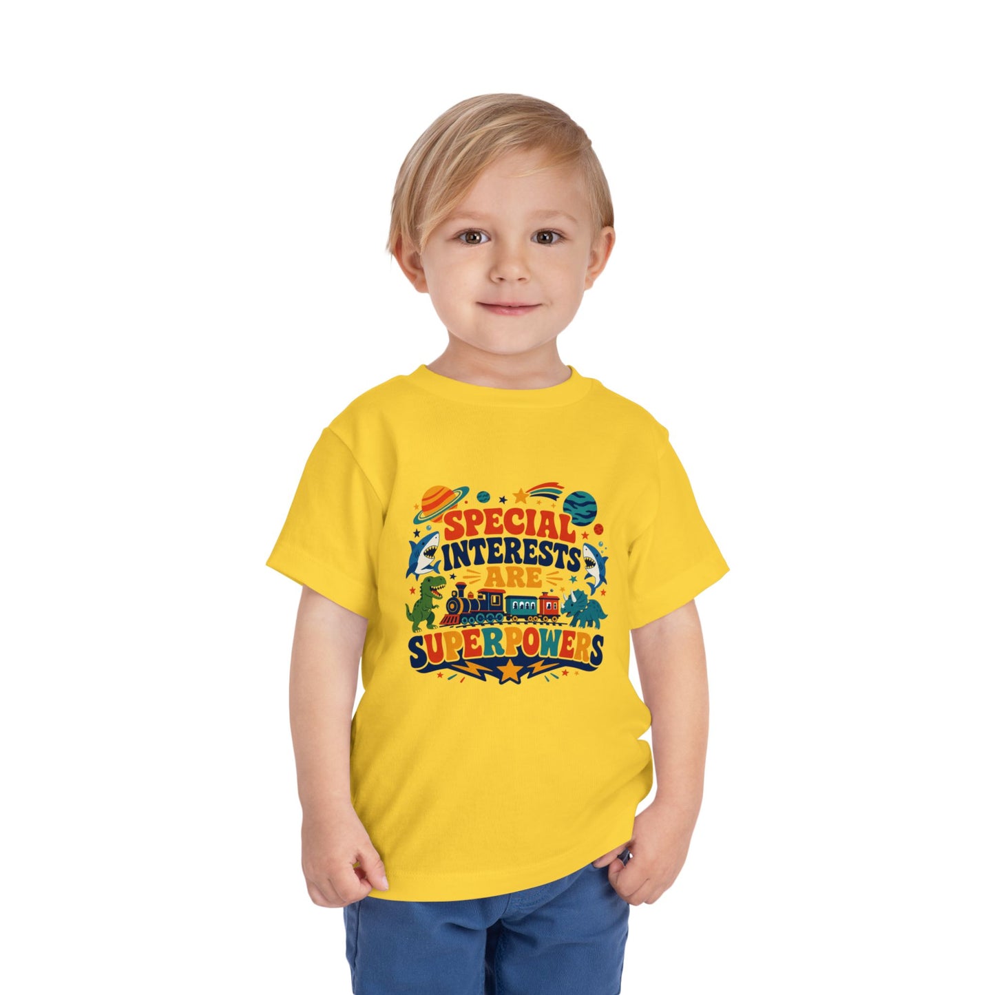 Toddler Tee — “Special Interests Are Superpowers” Colorful Space &amp; Dino Graphic image 10