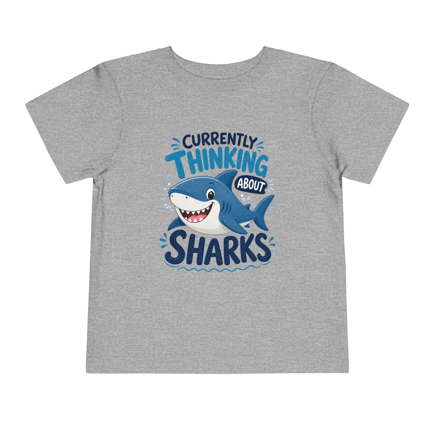 Toddler Tee — "Currently Thinking About Sharks" Cute Shark Graphic Shirt - Athletic Heather, 4T image