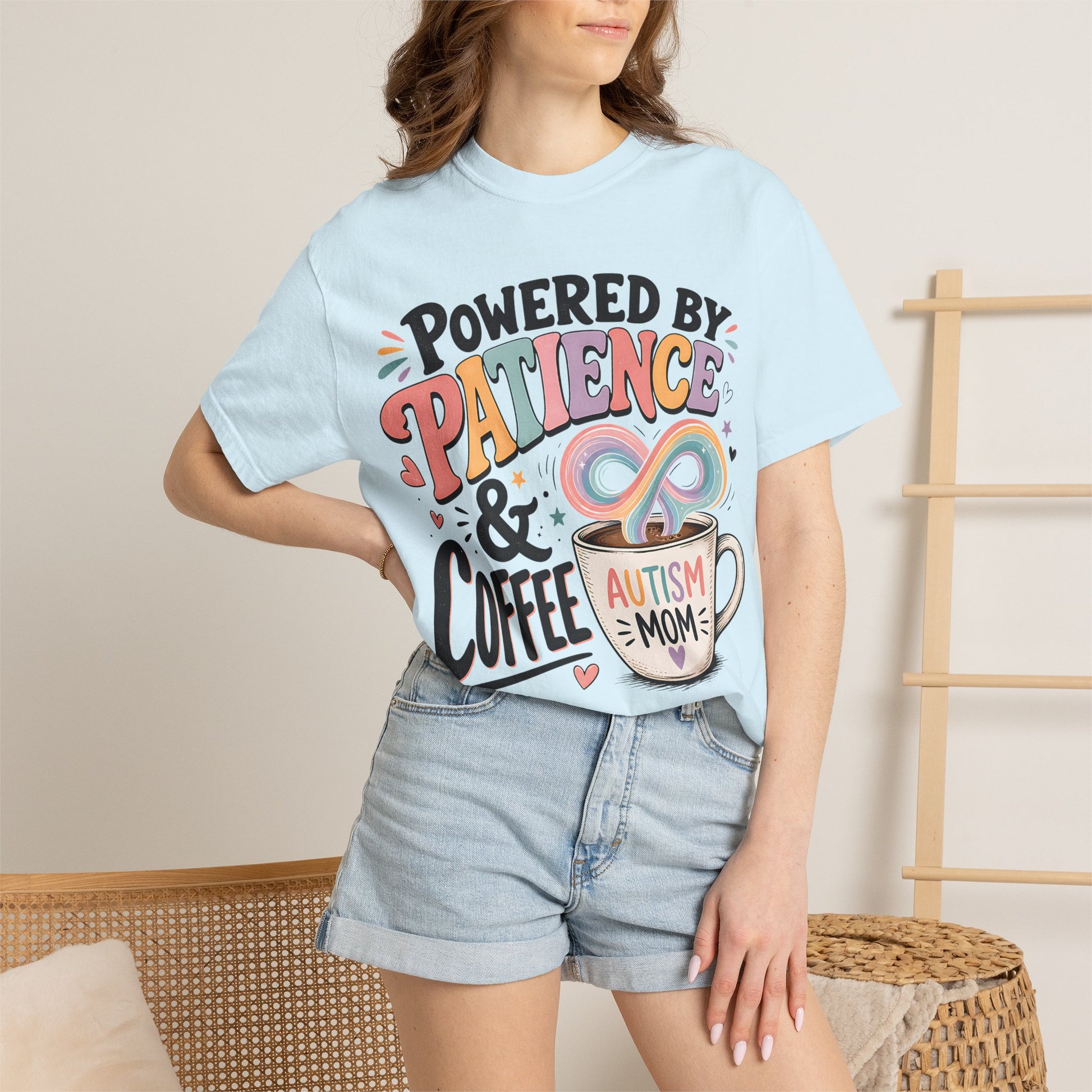 Autism Mom T-Shirt — "Powered by Patience &amp; Coffee" Graphic Tee image 31