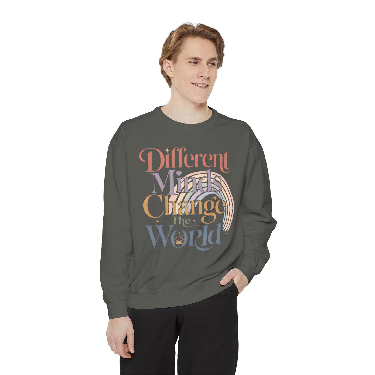 Different Minds Change the World Sweatshirt — Inspirational Graphic Sweatshirt image 2