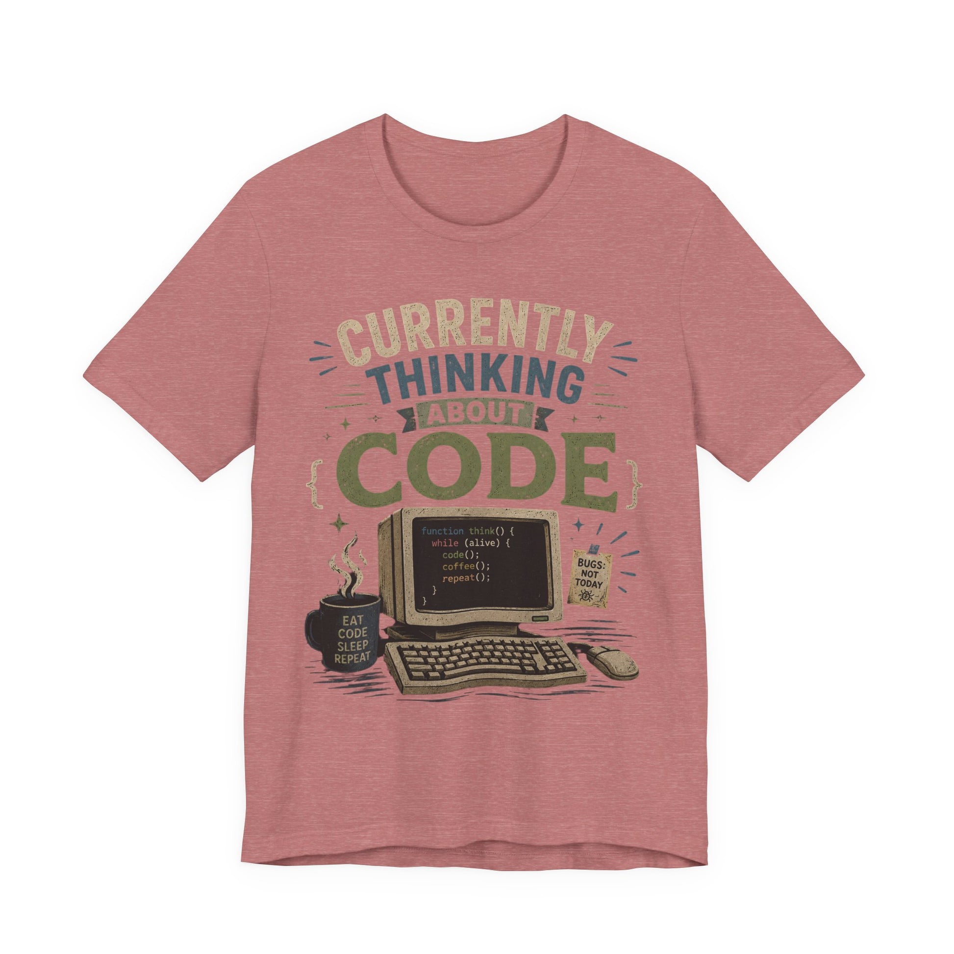 Currently Thinking About Code T-Shirt — Funny Programmer Graphic Tee image