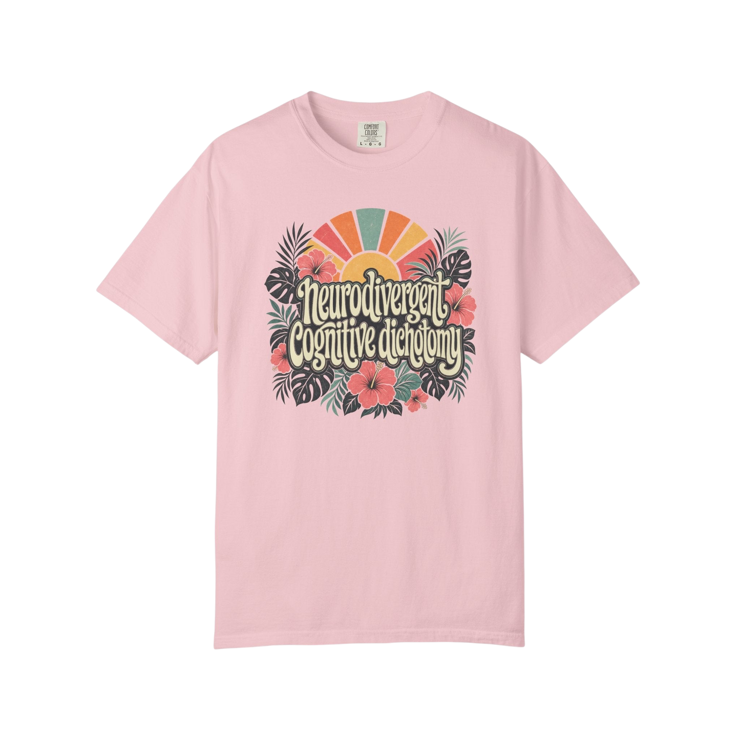 Neurodivergent Cognitive Dichotomy T-Shirt — Retro Floral Sunburst Awareness Tee