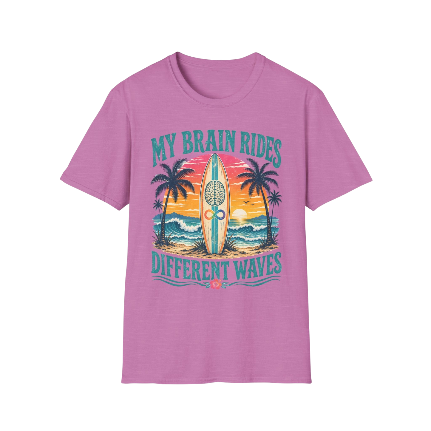 Graphic T-Shirt — "My Brain Rides Different Waves" Surf Retro Tee