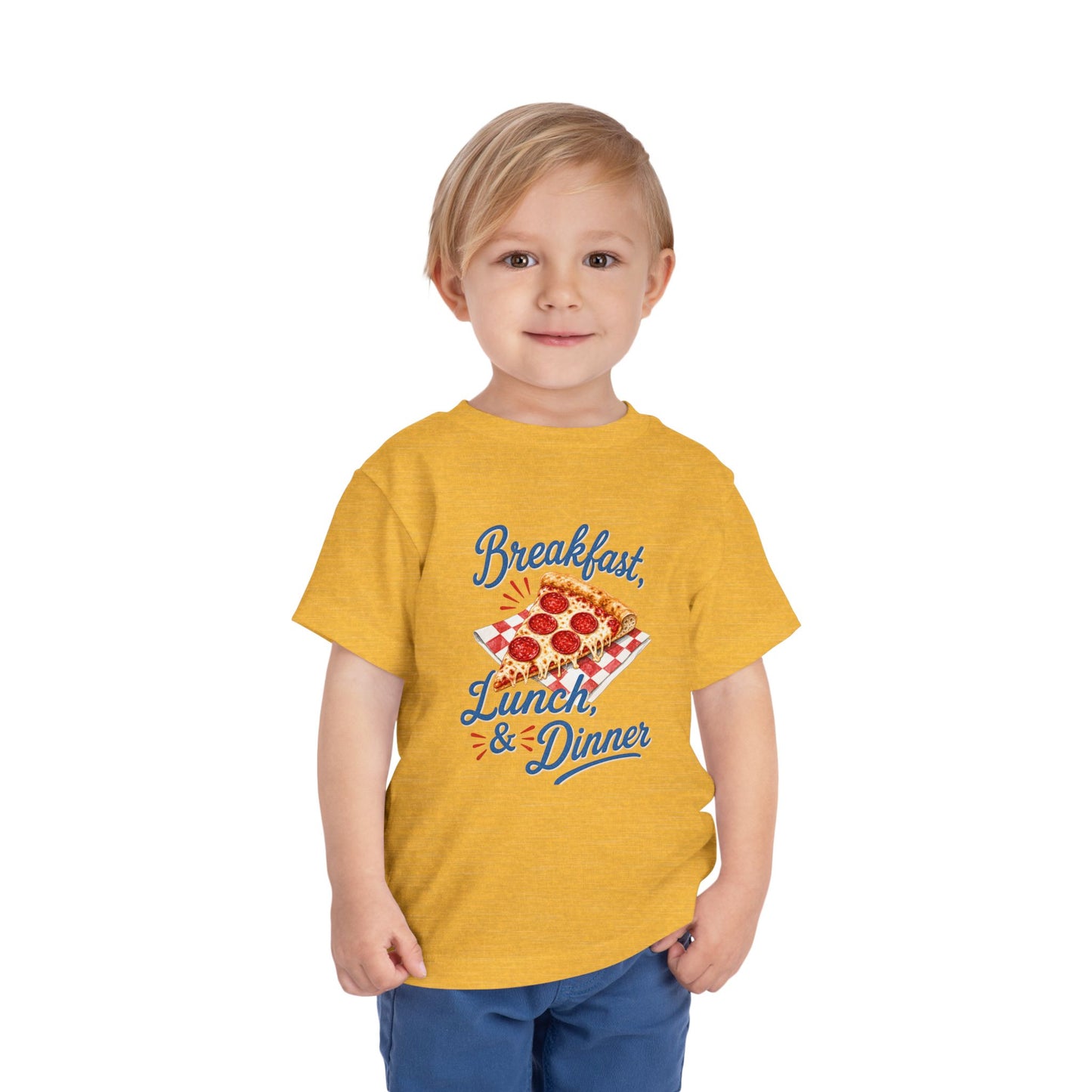 "Breakfast, Lunch & Dinner" Pizza Graphic Toddler Tee