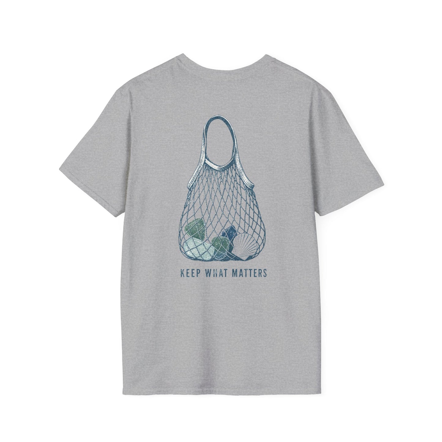 Keep What Matters Coastal Seashell Mesh Tote T-Shirt