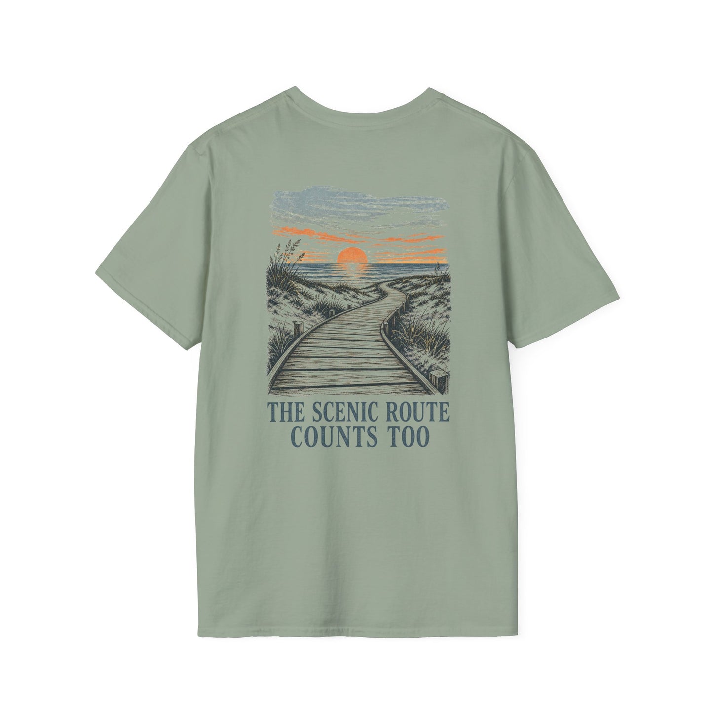 "The Scenic Route Counts Too" Vintage Boardwalk Graphic Tee