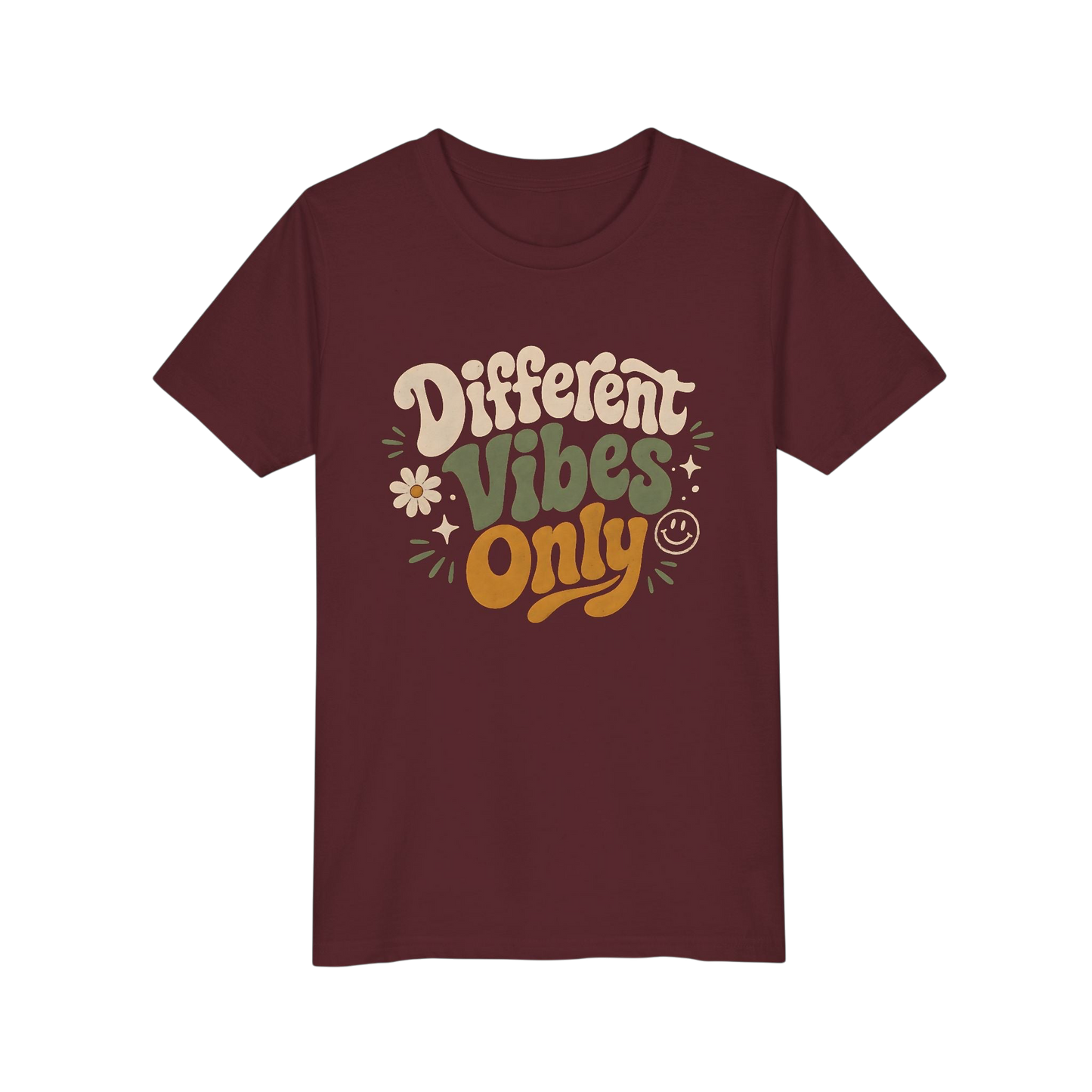 Youth Tee — "Different Vibes Only" Retro Flower Kids T-Shirt