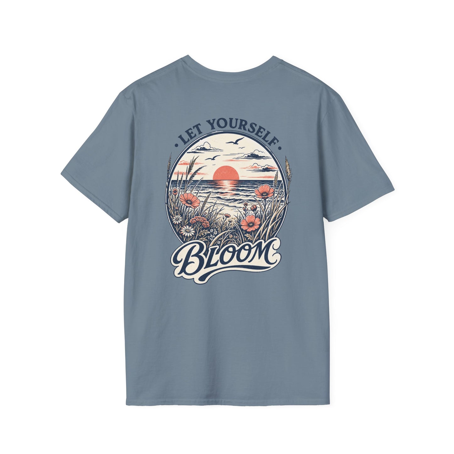 Let Yourself Bloom - Beach wildflowers growing among sea grass overlooking sunset ocean