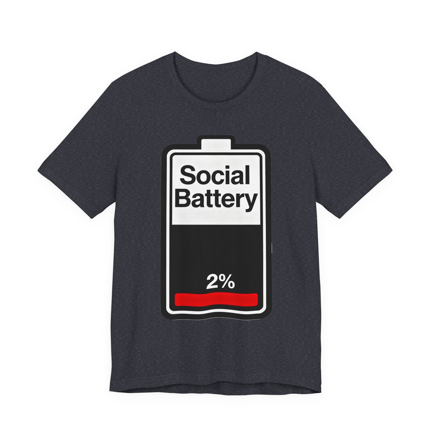 Social Battery 2% T-Shirt — Funny Introvert Low Energy Tee image