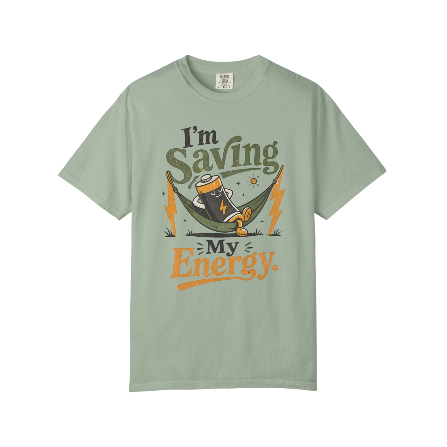 Saving My Energy T-Shirt — Funny Recharge Battery Graphic Tee