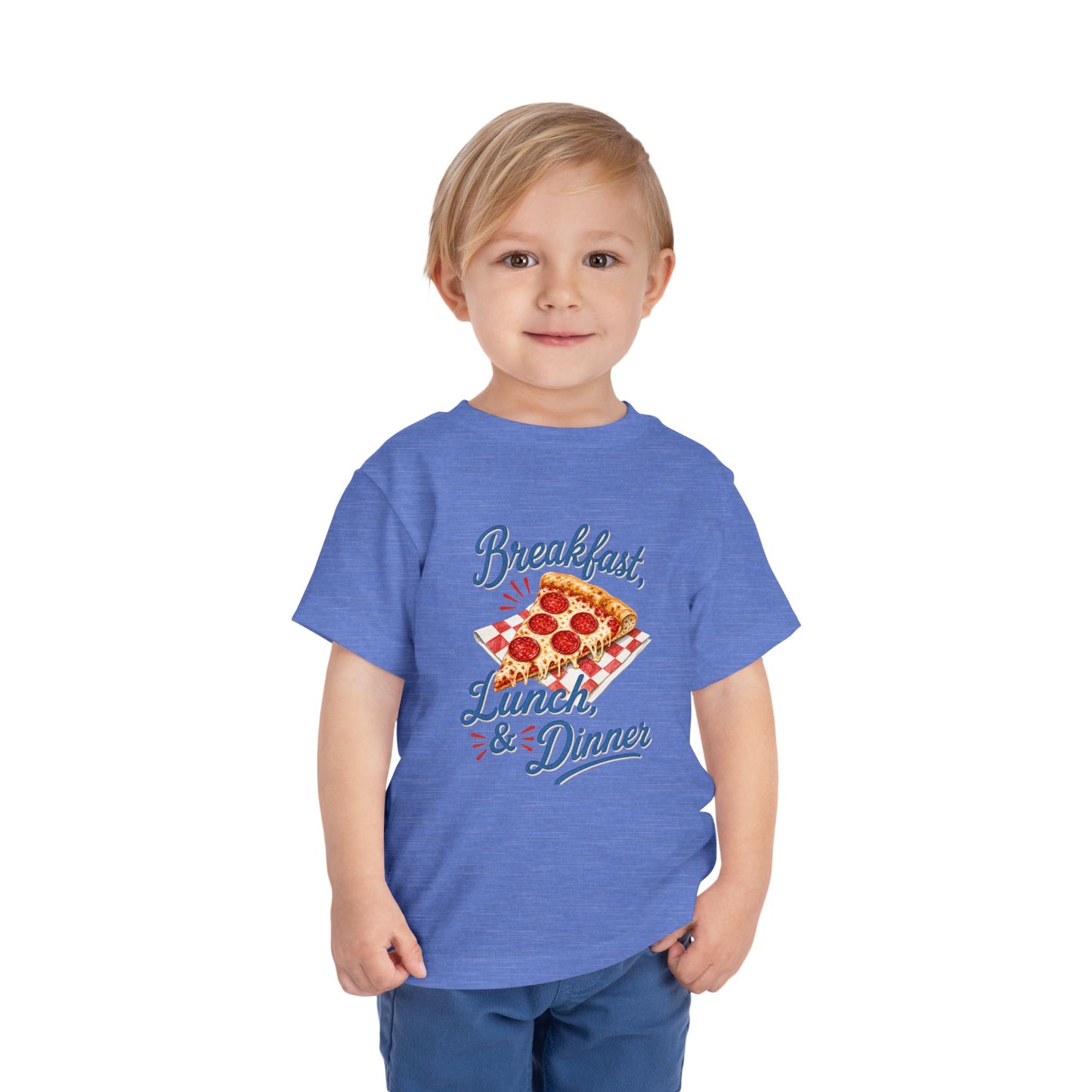 "Breakfast, Lunch & Dinner" Pizza Graphic Toddler Tee