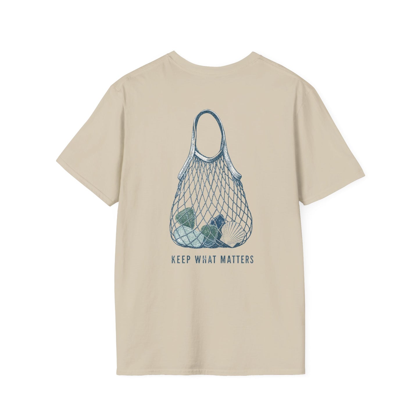 Keep What Matters Coastal Seashell Mesh Tote T-Shirt