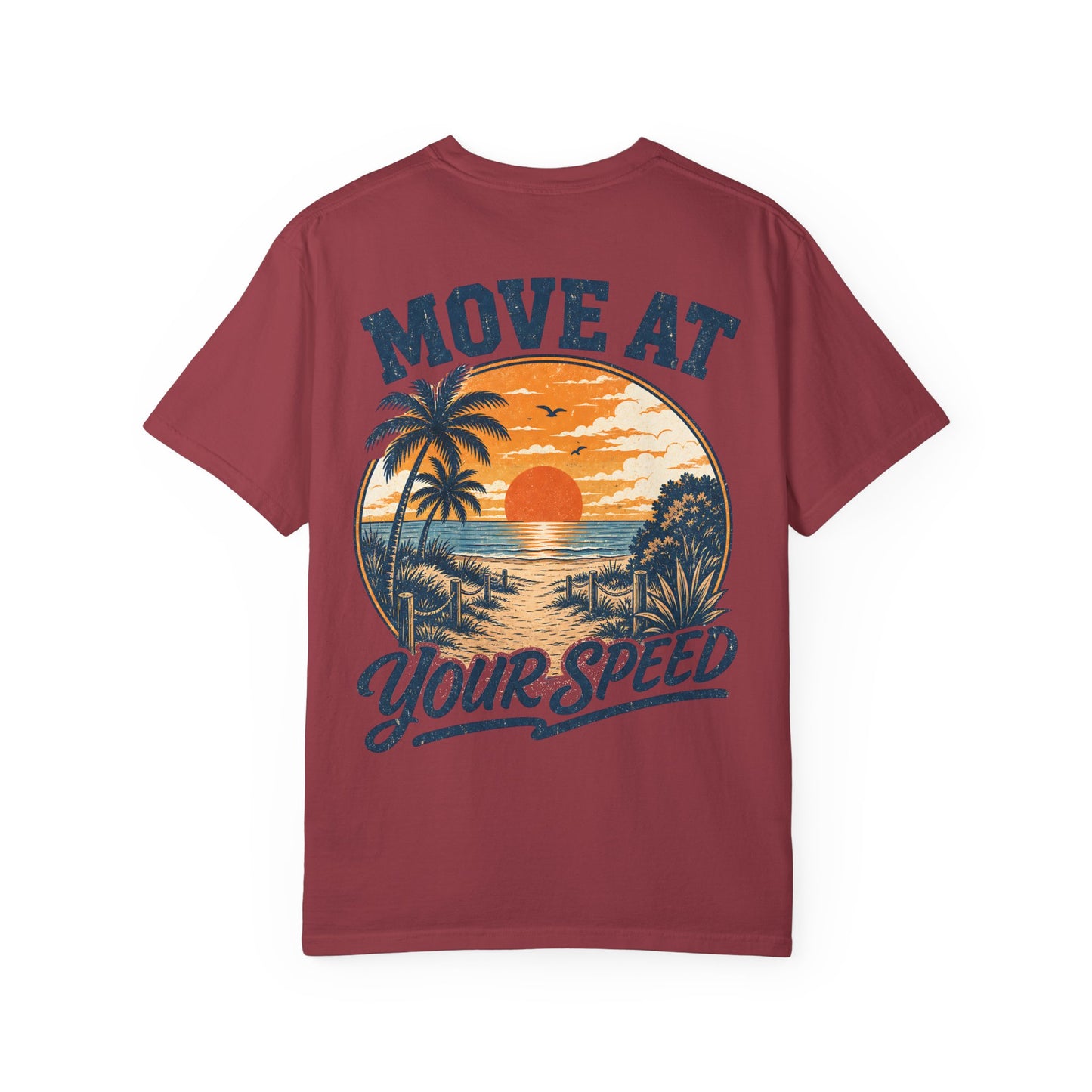 "Move At Your Speed" Retro Beach Sunset T-Shirt