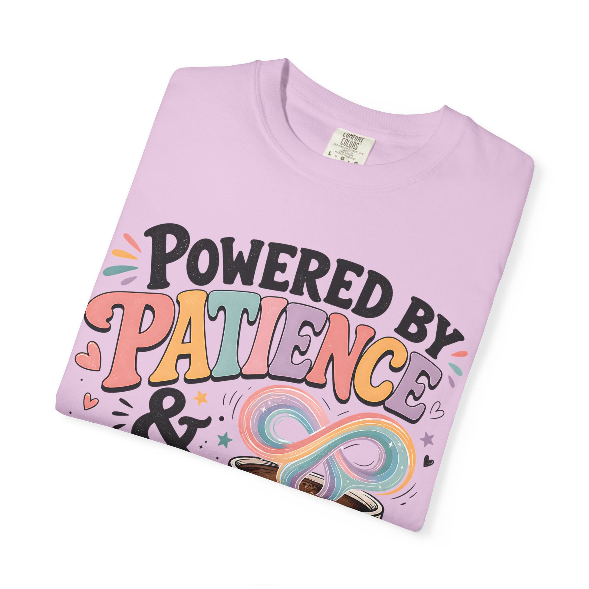 Autism Mom T-Shirt — "Powered by Patience &amp; Coffee" Graphic Tee image 42