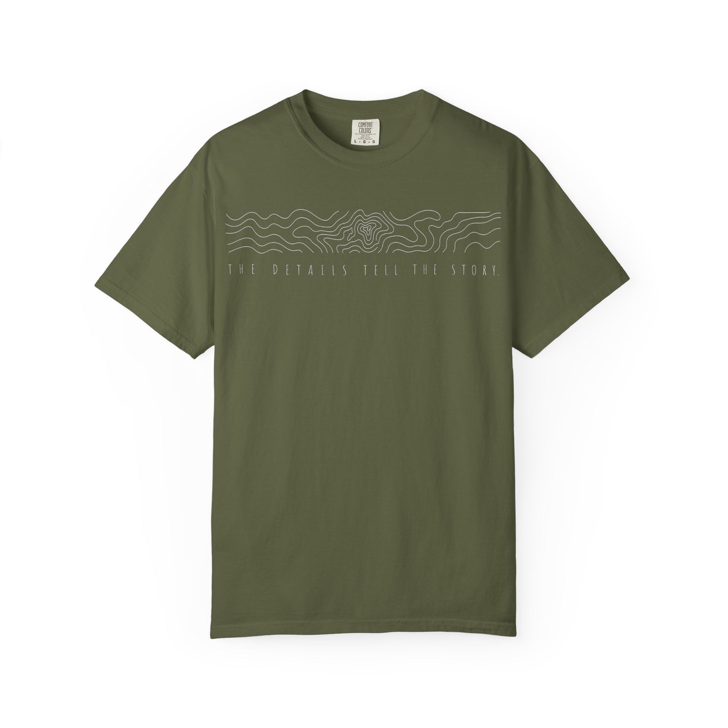 "The Details Tell The Story" White Print minimal graphic t-shirt