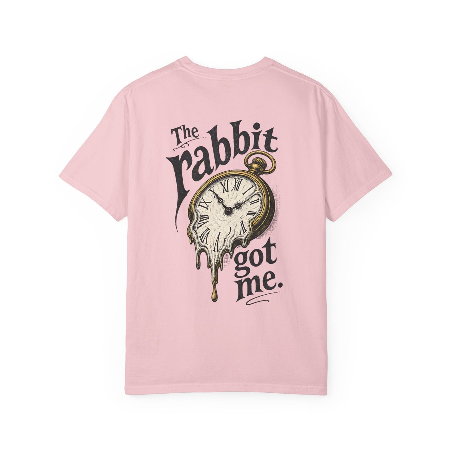 "The Rabbit Got Me" -Play on the iconic Alice in Wonderland quote. ADHD losing track of time