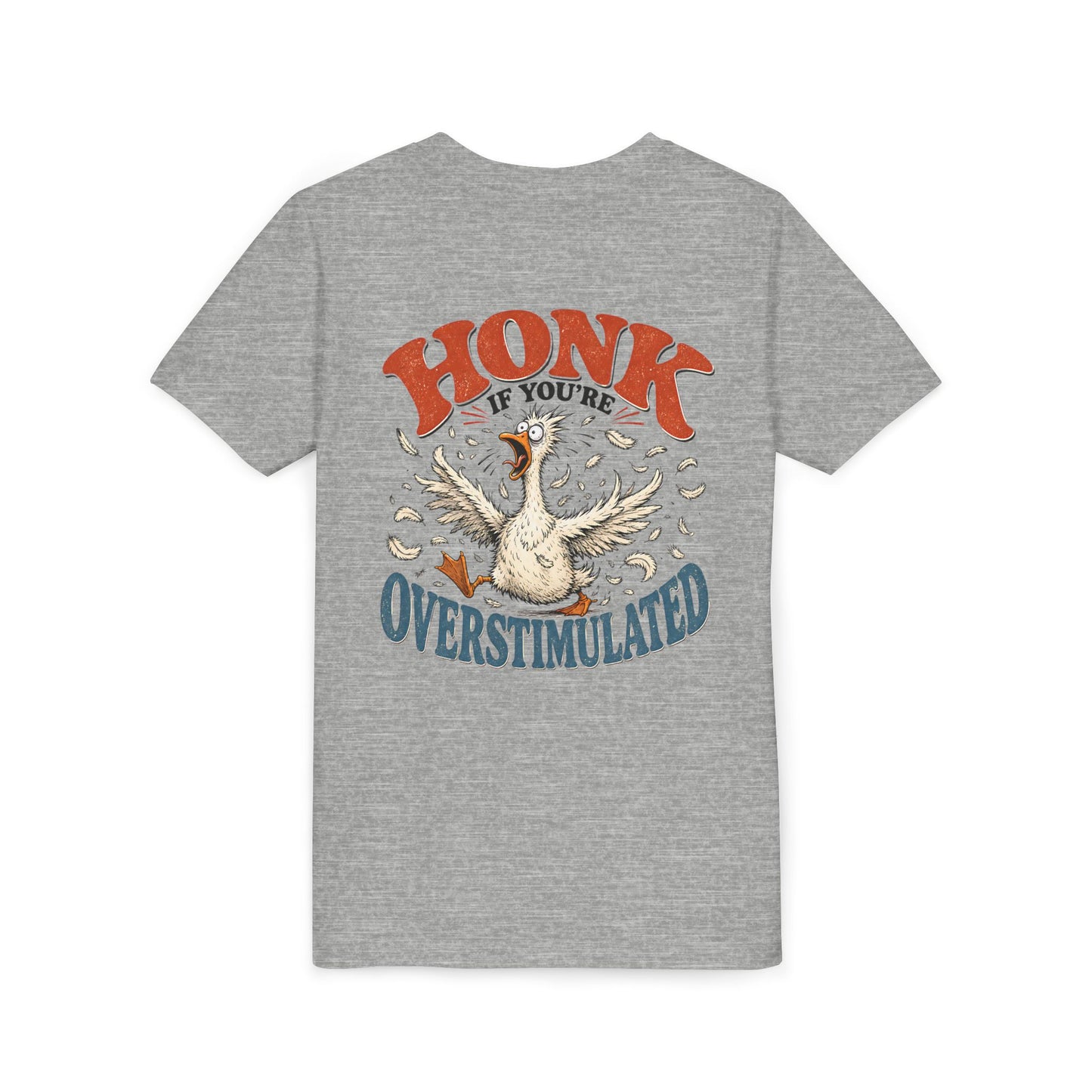 Youth Tee — "Honk If You’re Overstimulated" Silly Goose Graphic BACK PRINT