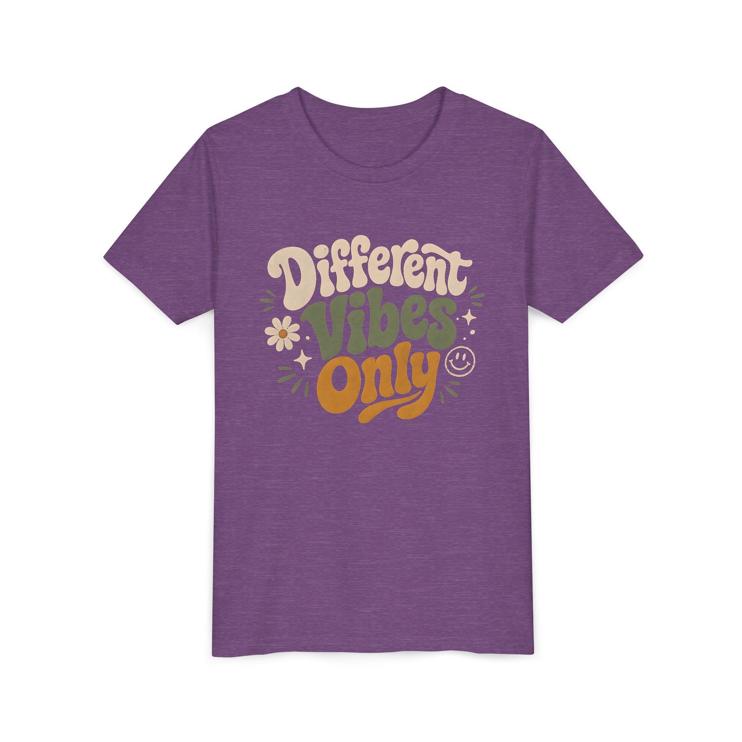 Youth Tee — "Different Vibes Only" Retro Flower Kids T-Shirt
